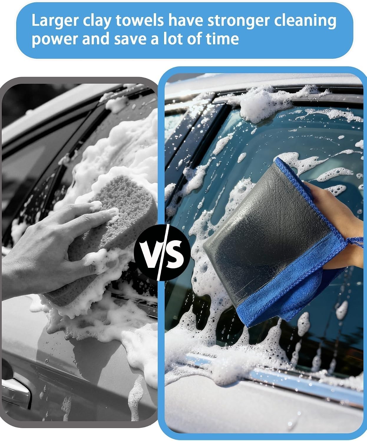 2 Pack 12 x 12 Blue Clay Towels – Lightweight Microfiber for Auto Detailing