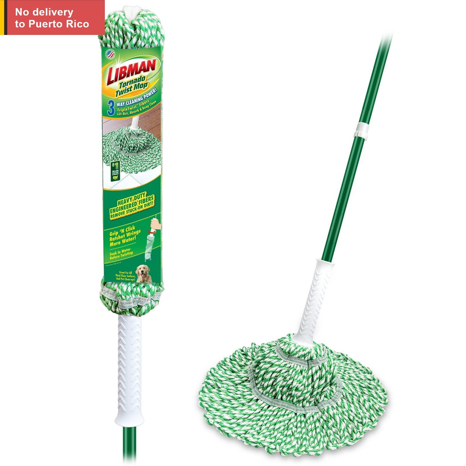 Tornado Twist Mop Cotton Blend Head Steel Handle Green & White