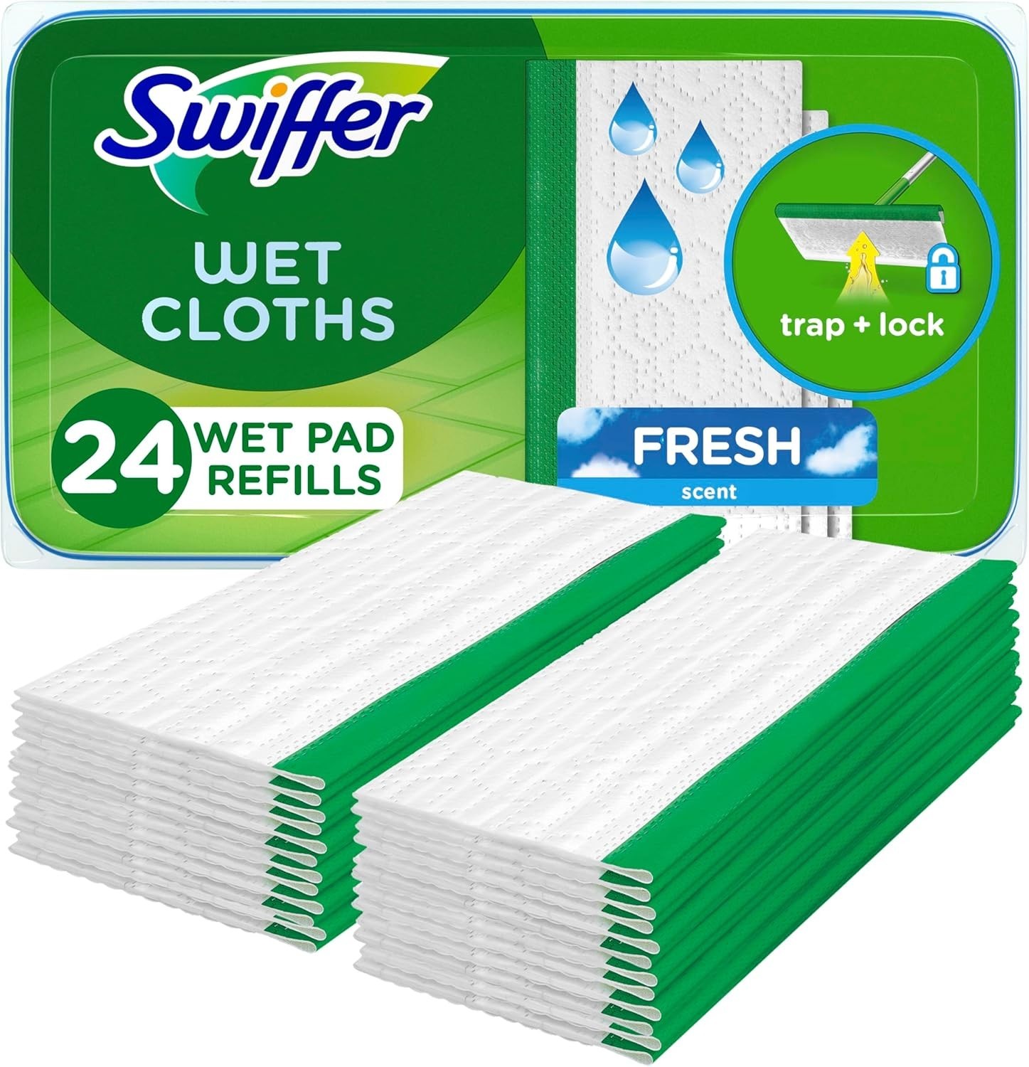 New Pack Of 24 Count Swiffer Sweeper Wet Mopping Cloths Fresh Scent Fast Ship