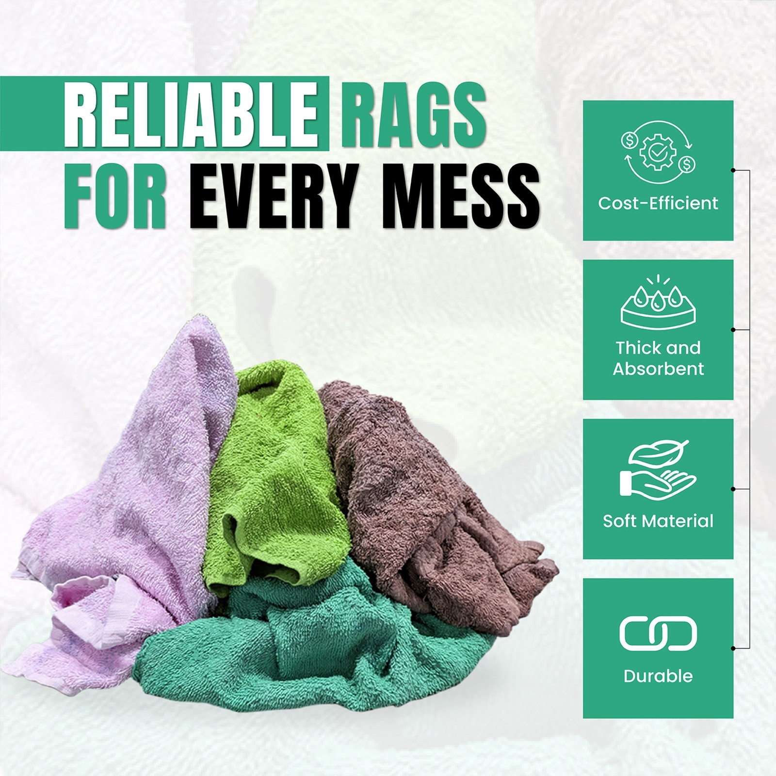Bulk Terry Towel Rags – Shop Absorbent Color Cleaning Wipes – Compressed Boxes