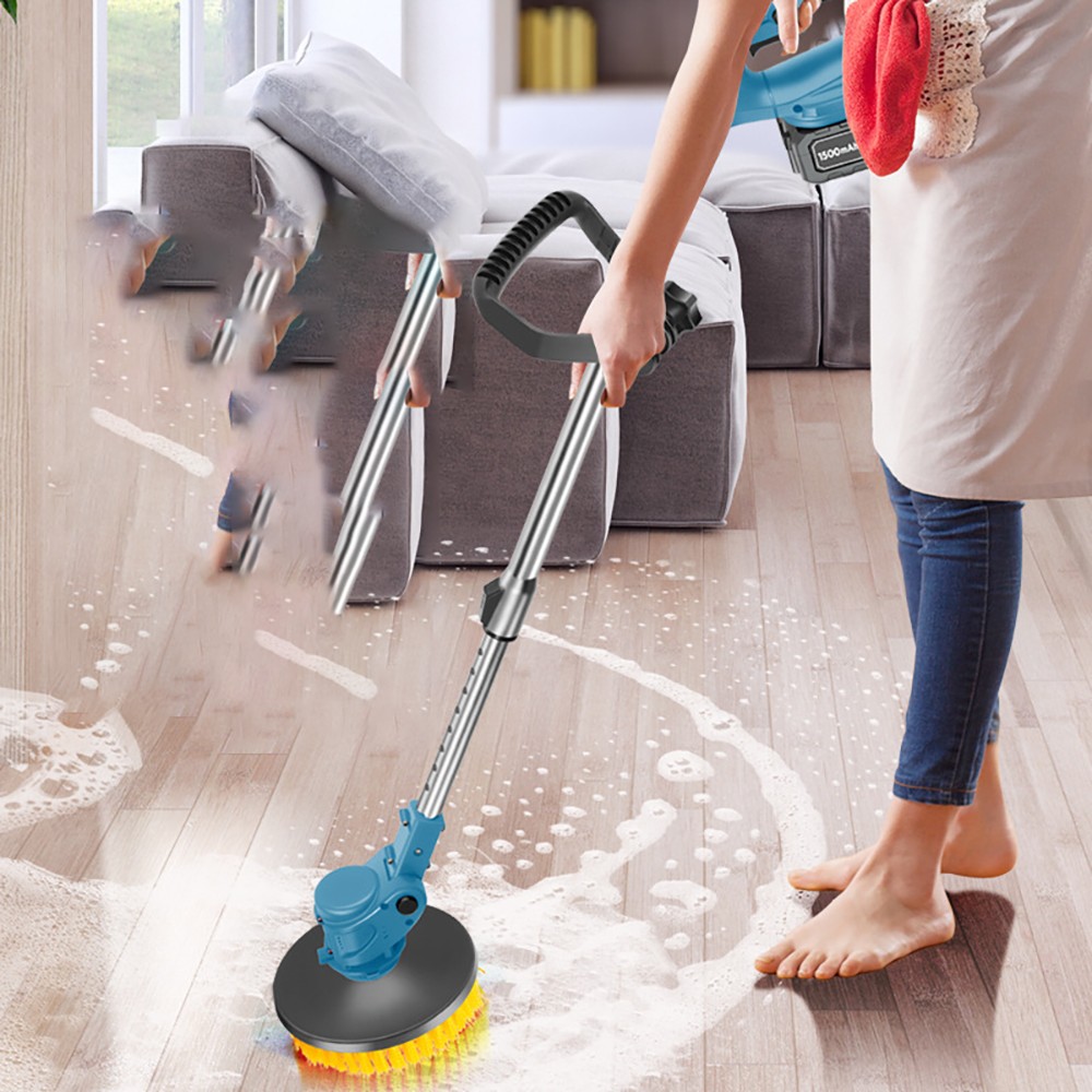 5000RPM Electric Spin Scrubber with Two Batteries Cordless Tile Floor Scrubber