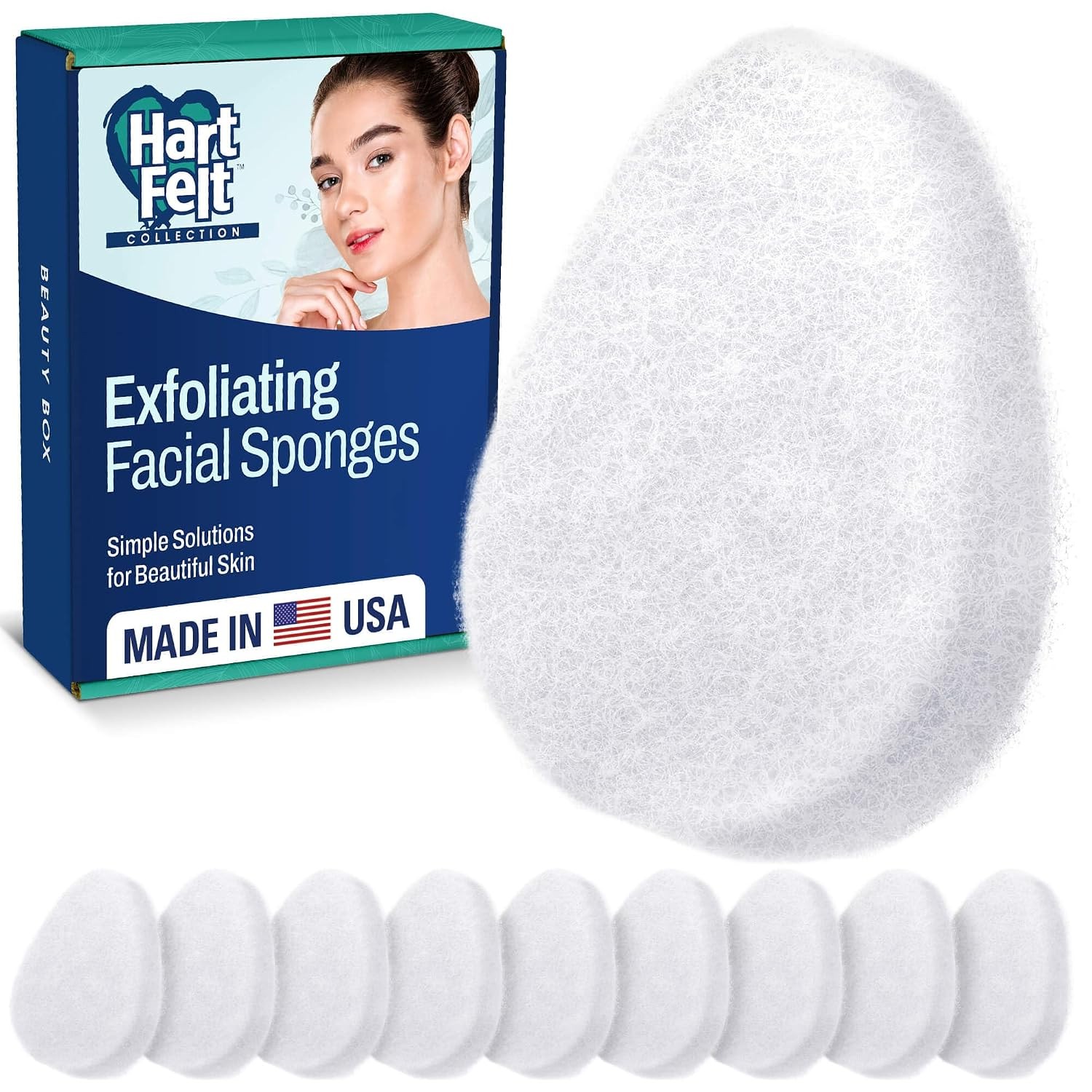 HartFelt [10 Pack] Regular Exfoliating Facial Sponge for Face – Daily Cleansi…