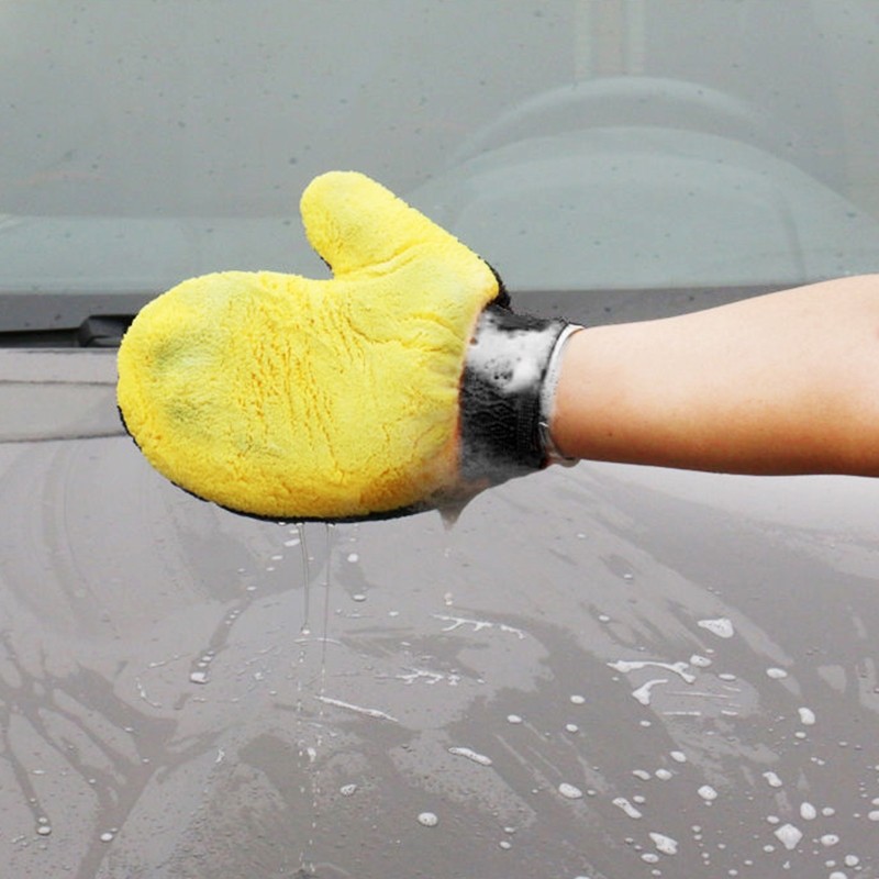 24x20cm Car Wash Mitt Microfibre Cleaning Glove Polishing Shampoo Duster Towel