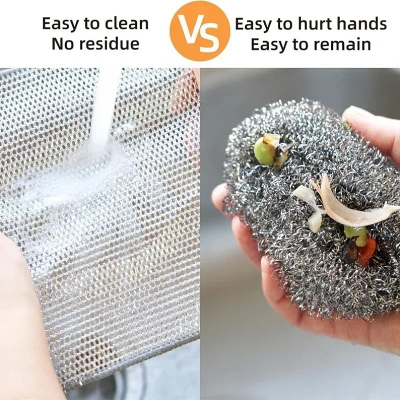 Double Sided Wire Dishcloth Kitchen Scrubber Steel Cleaning Scouring Pad