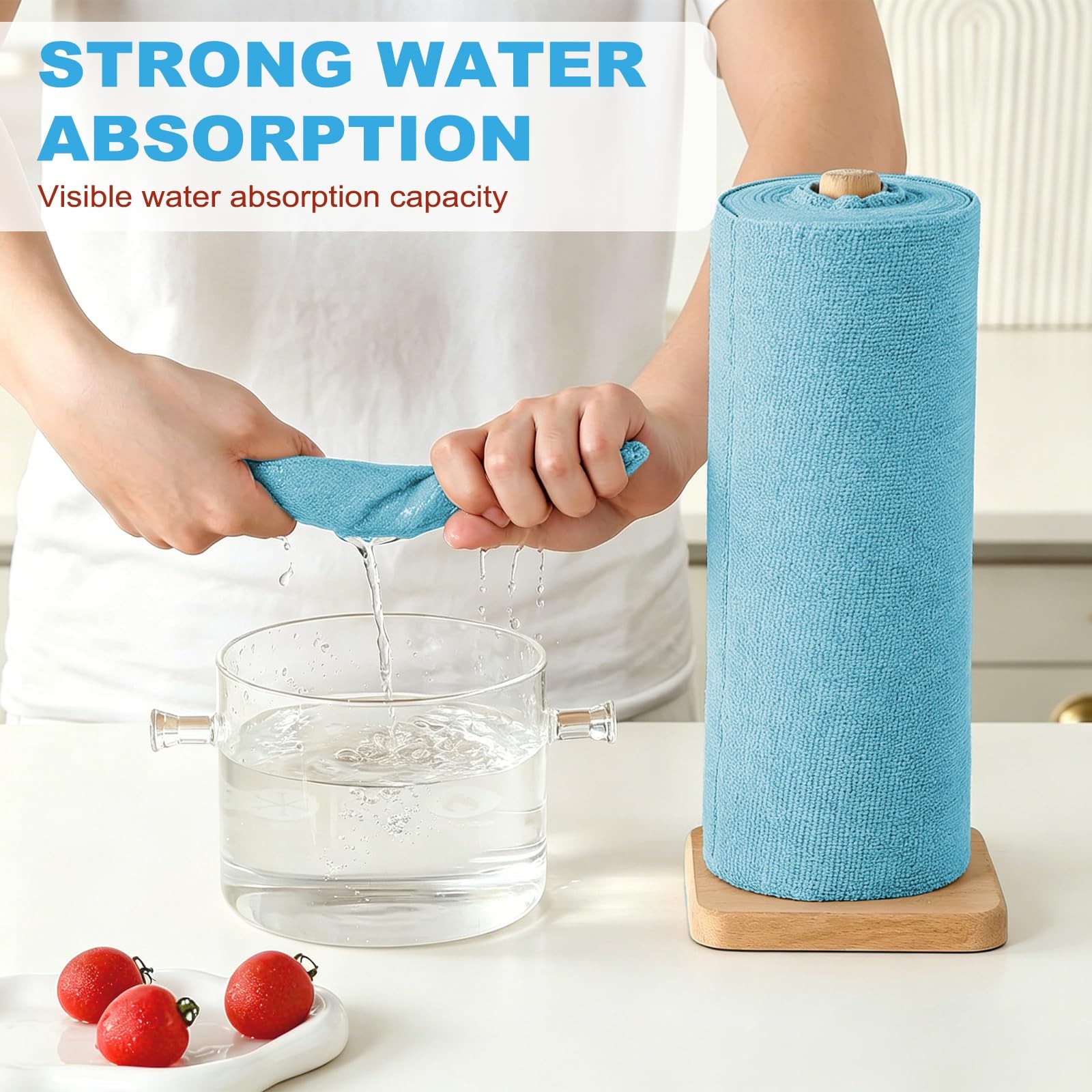 55 Pack Microfiber Cleaning Cloth Roll, Tear Away Reusable Paper Towels, 11″ …