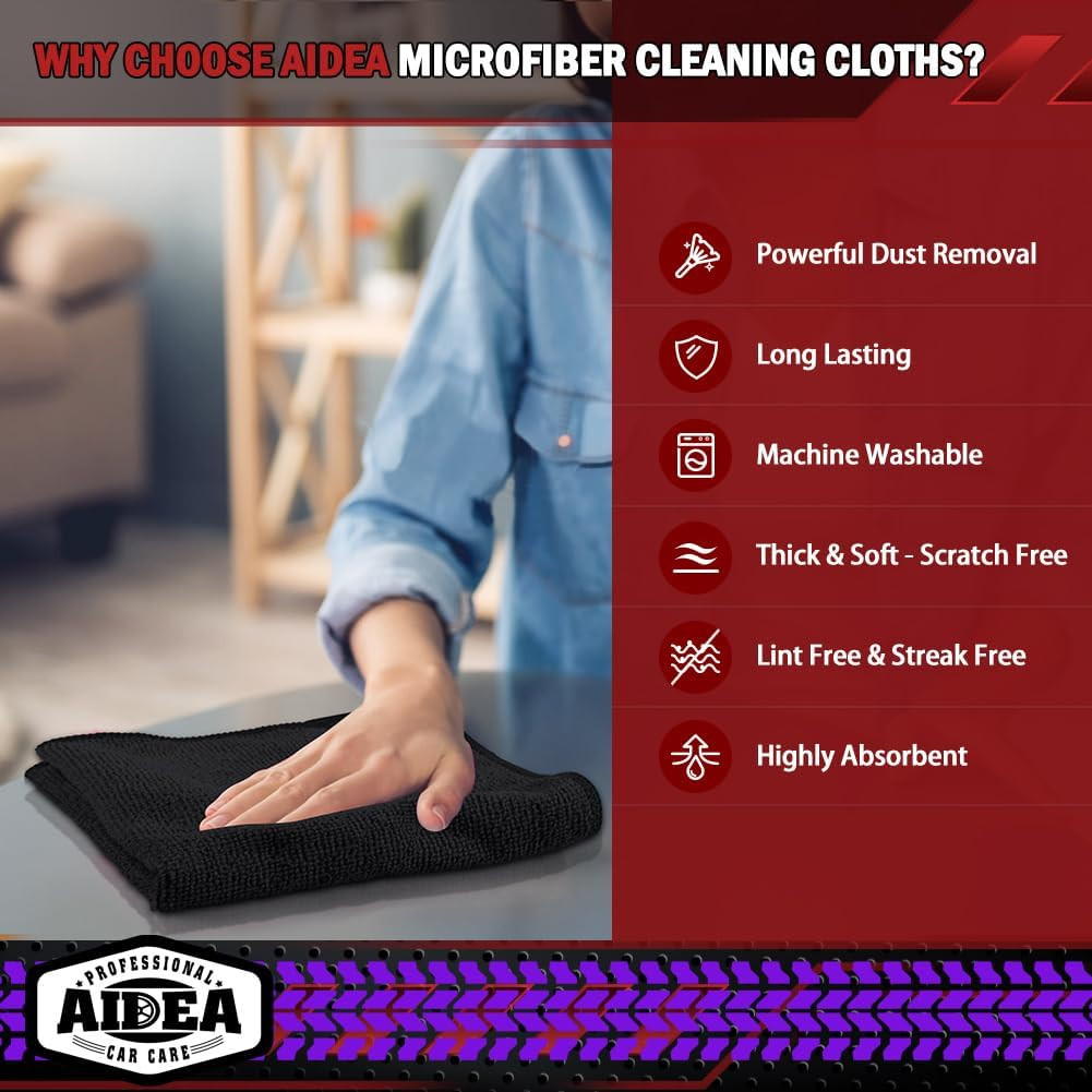 Microfiber Cleaning Cloths 20PK, Lint Free Dusting Rags 12×12″ for Home & Cars