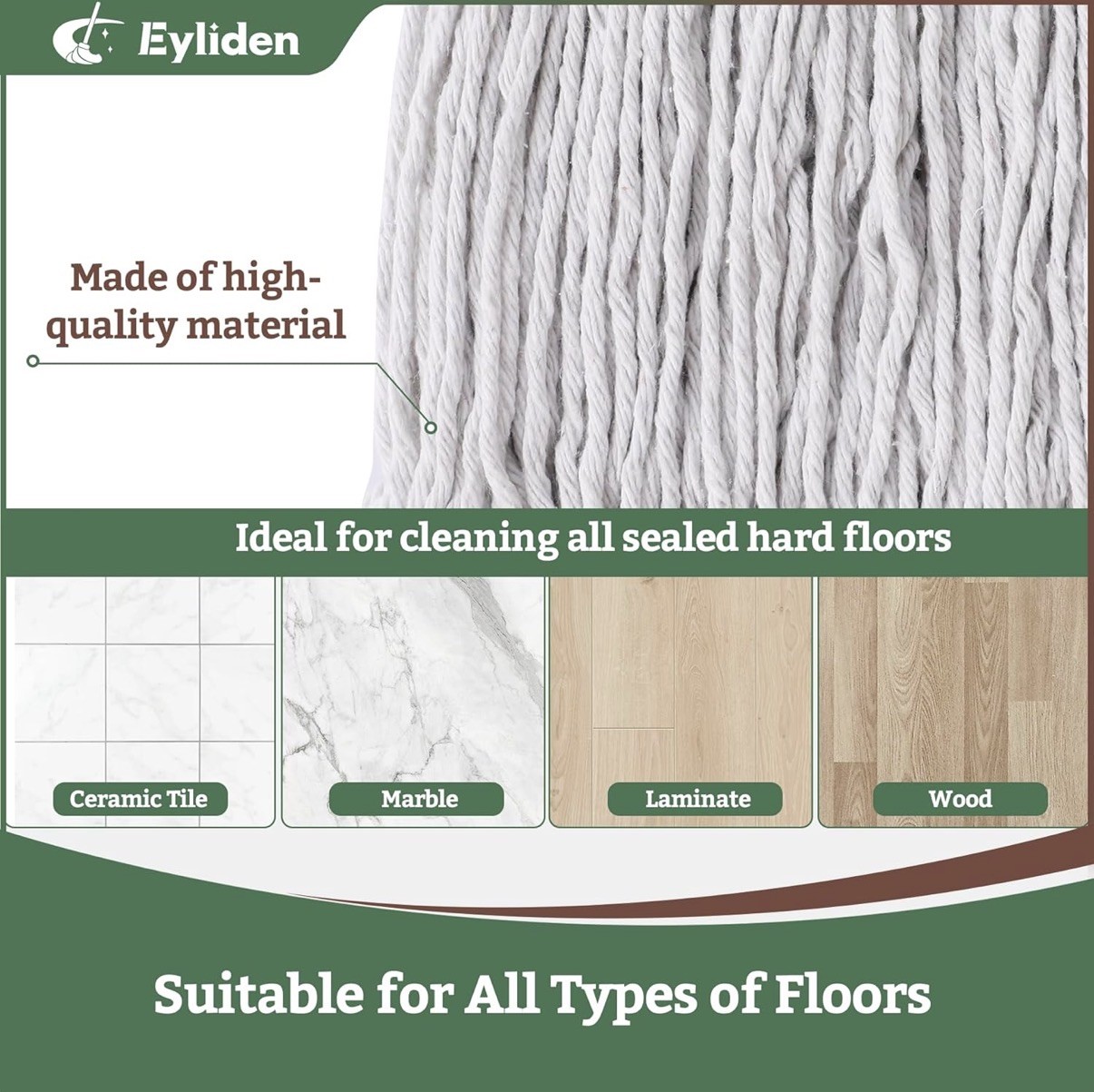 Commercial String Mop with Extra Replacement Mop Head Adjustable 42.9”-70.5”