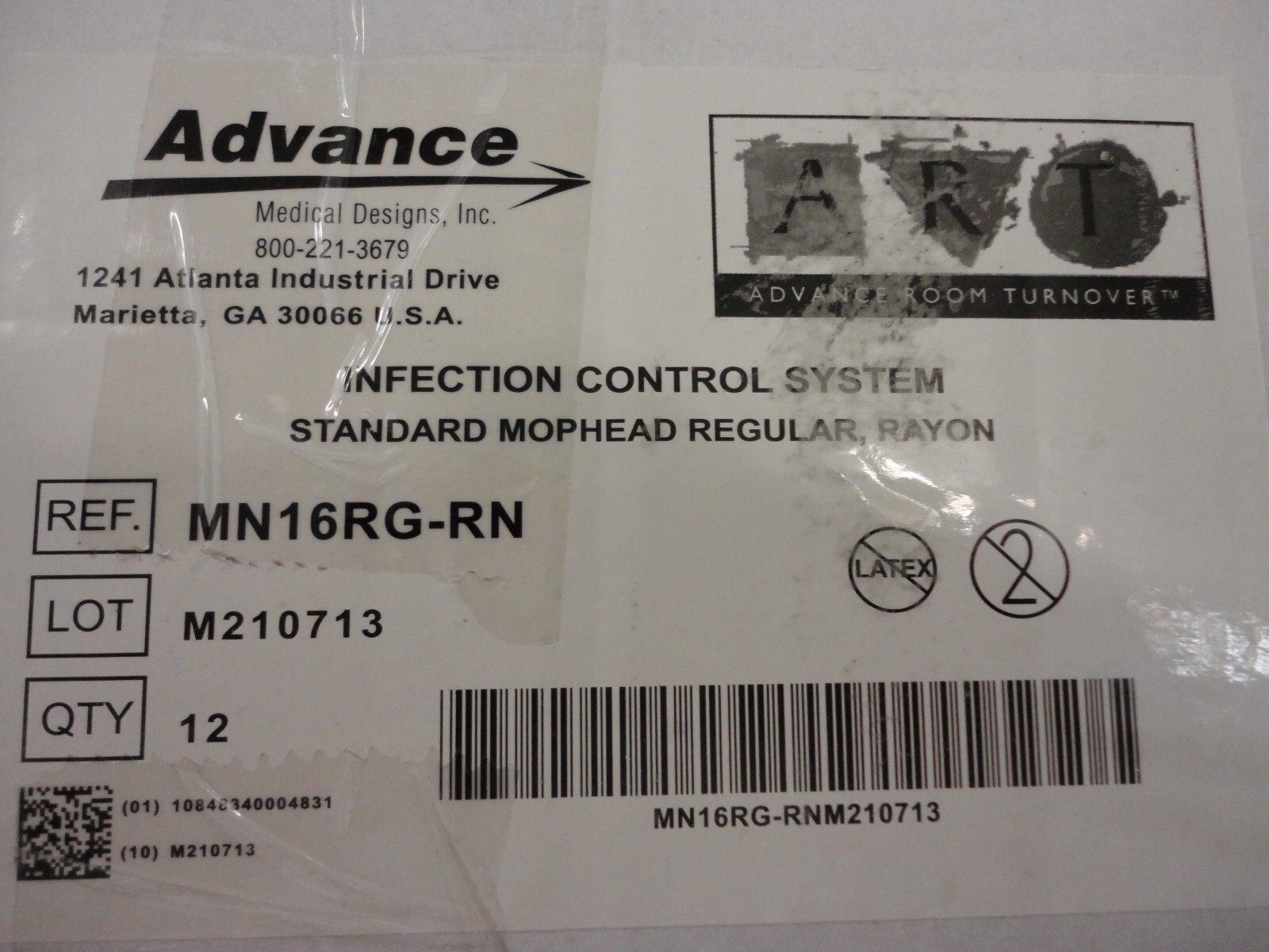 Advance Medical Design Disposable Mopheads MN16RG-RN rayon standard regular 12ea