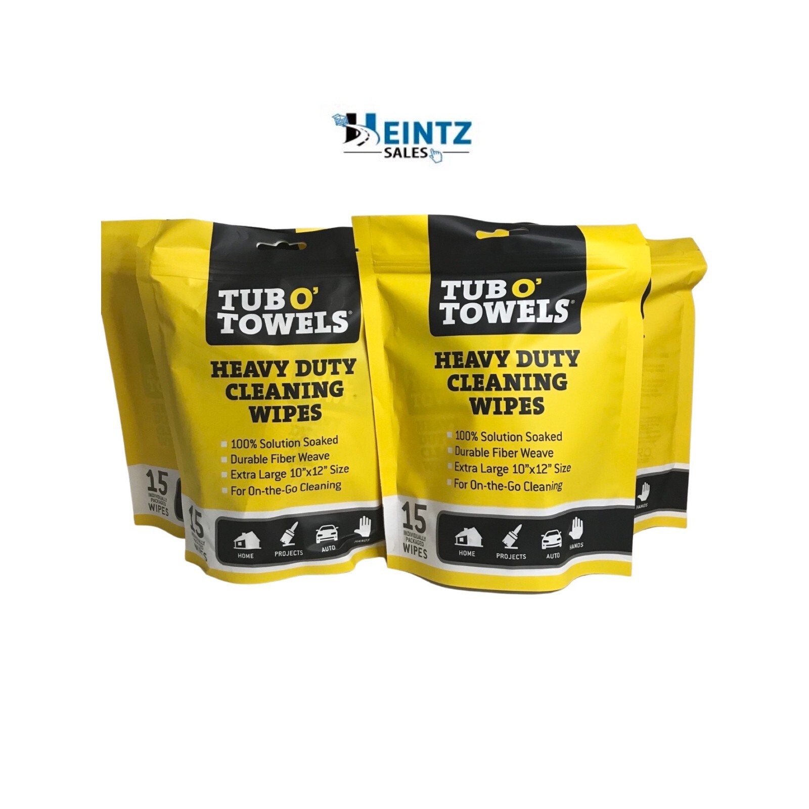 Tub O Towels TW01-15 (4)Heavy Duty Multi-Surface Cleaning Wipes-Resealable 15 ct