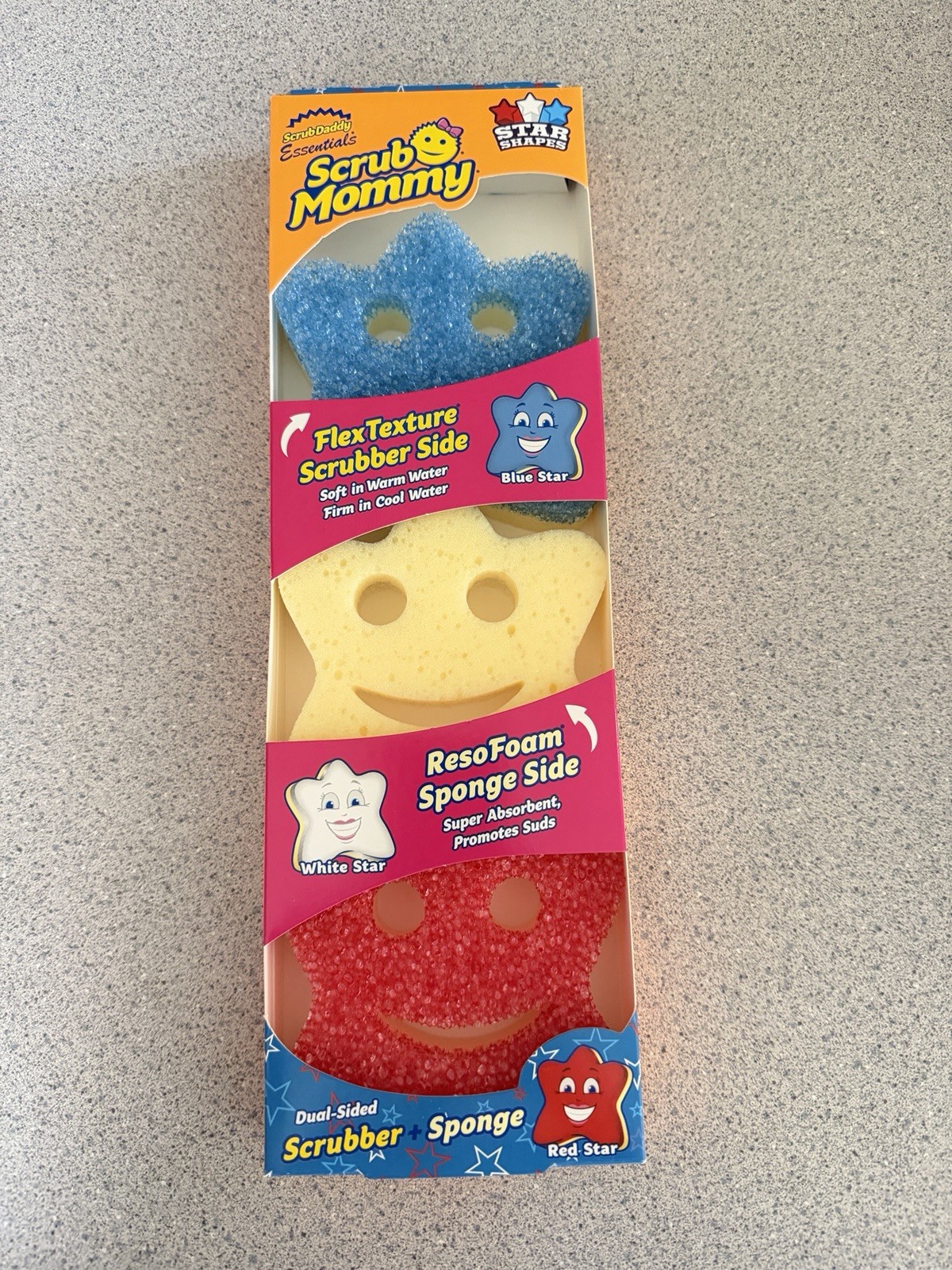 New Scrub Daddy Mommy Special Edition Star Shapes USA 3pk Red White Blue America