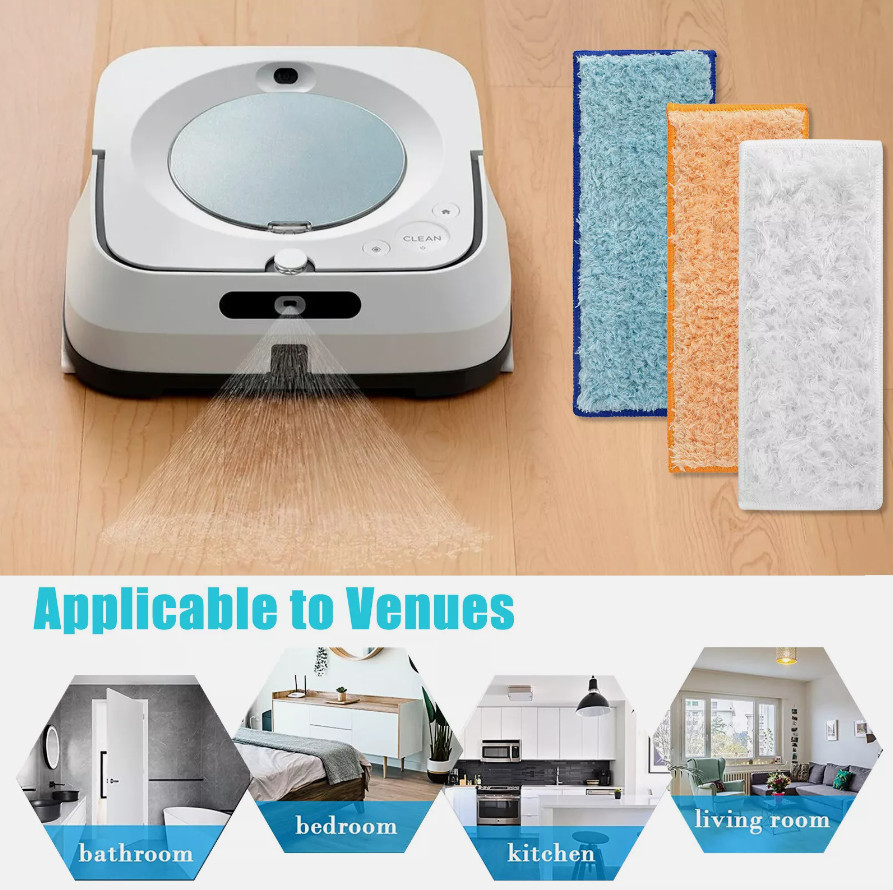 9X Washable Damp Drys Mopping Pad Reusable Cloth for iRobot Braava Jet 240 241