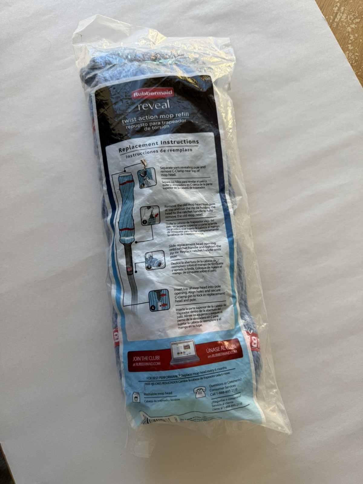 Rubbermaid Reveal Mop Refill Twist Action Washable Mop Head No Touch Easy Grip