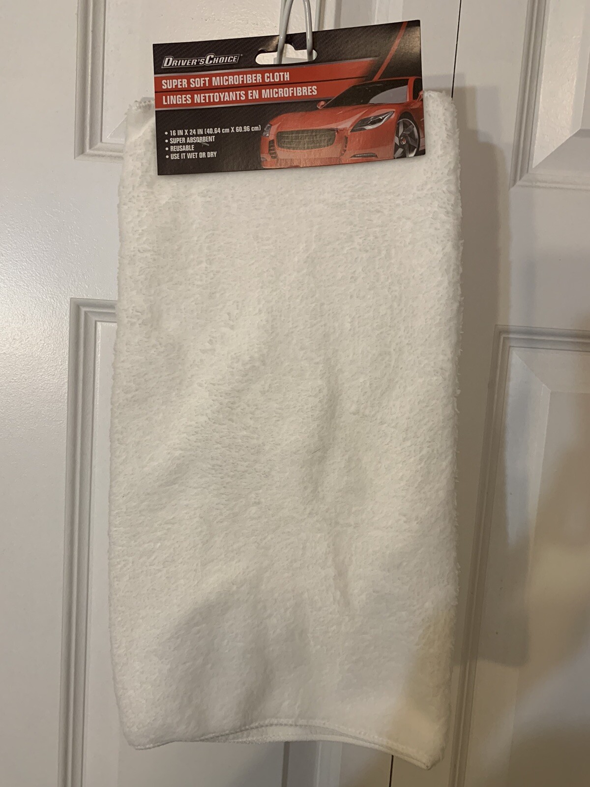 New DRIVER’S CHOICE White SUPER SOFT Reusable MICROFIBER CLOTH 24″ X 16″ CAR