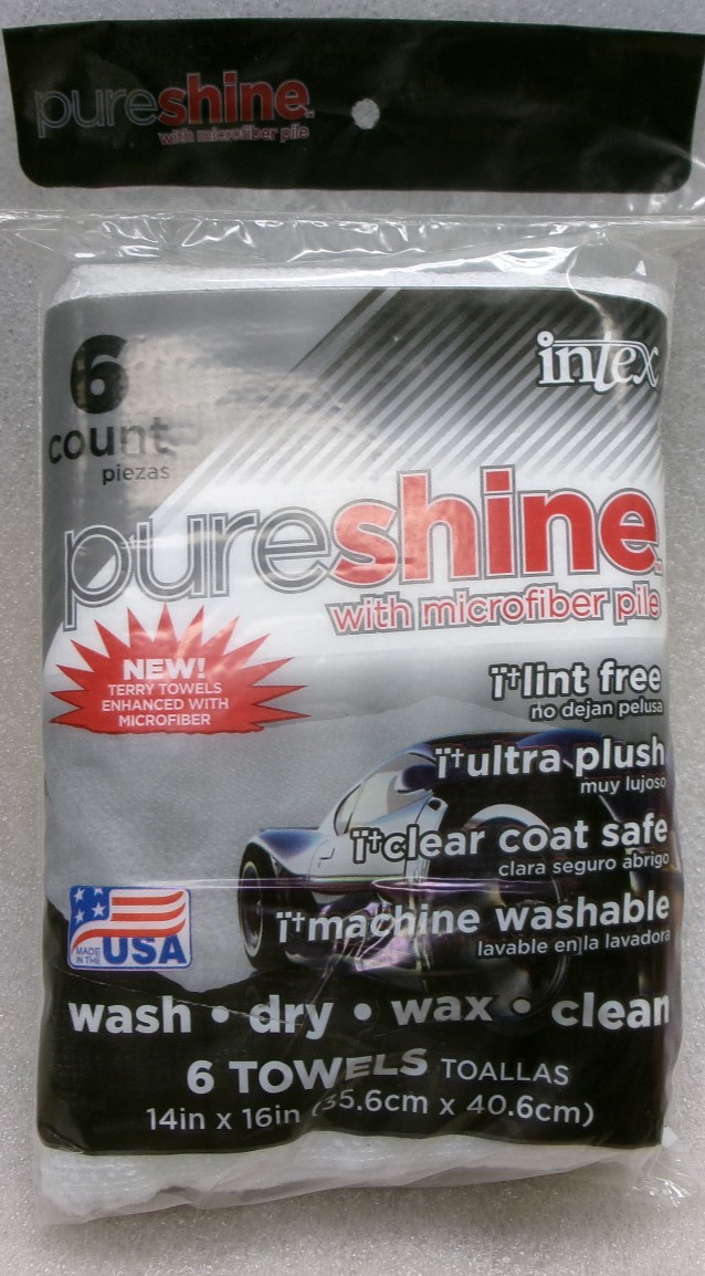 INTEX PURESHINE MICROFIBER TERRY TOWELS 6 PACK 14 x 16″ inches NEW #578A