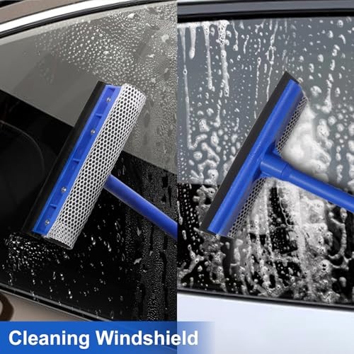 2-in-1 Car Window Squeegee and Sponge Scrubber for Home, Car, Glass, Shower,