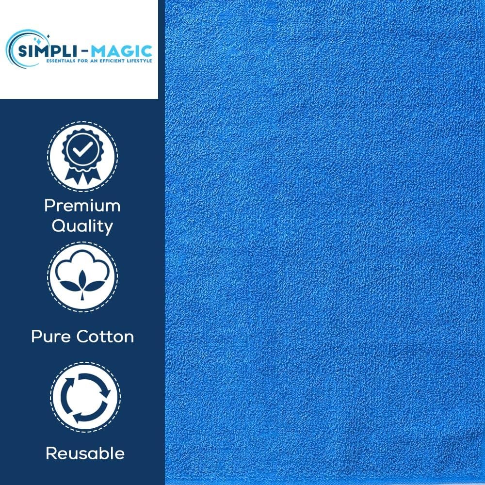 Simpli-Magic Cotton Hand Towels, 12 Pack, 16” x 27”, Blue