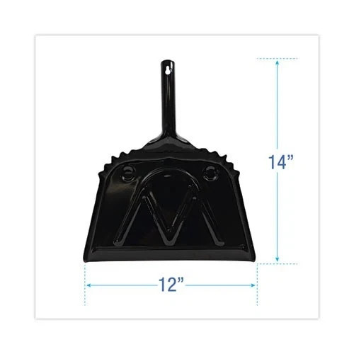 Boardwalk Metal Dust Pan, 12 x 14, 5″ Handle, 20-Gauge Steel, Black