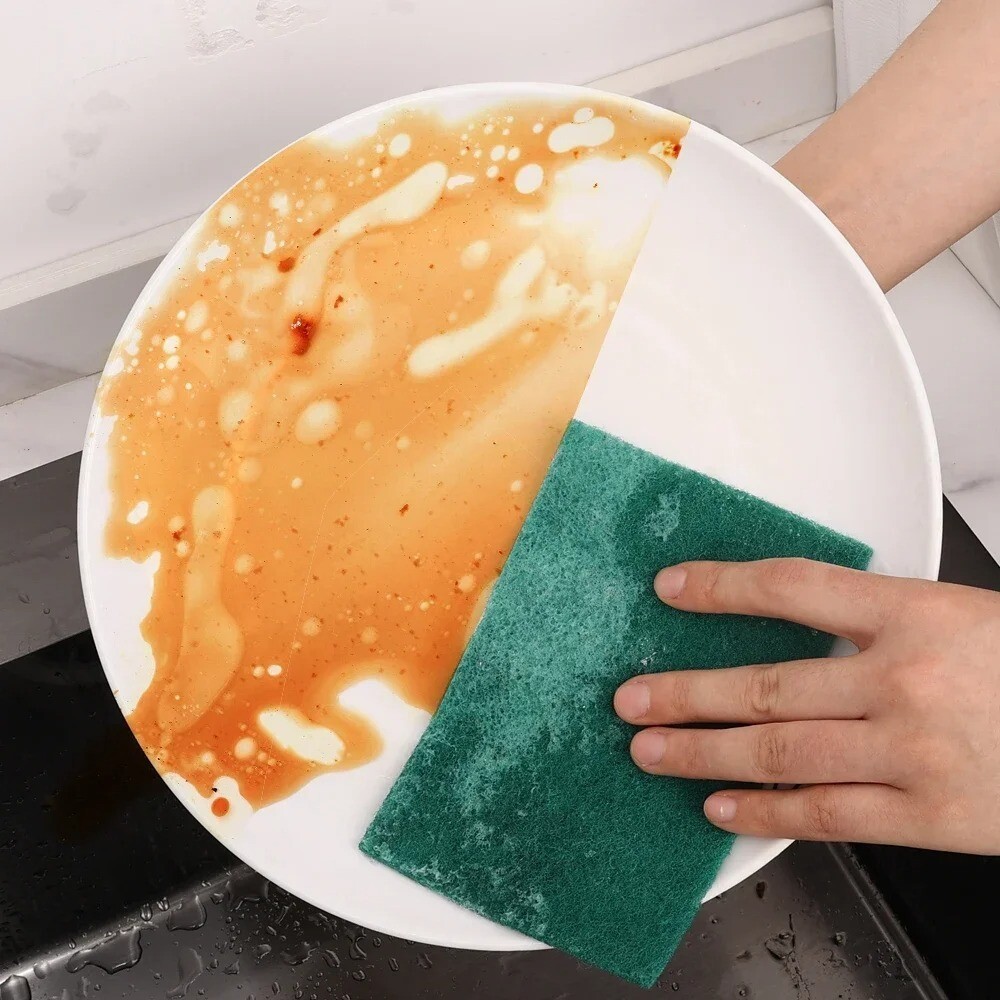 Double Sided Scrub Pad Grinding Rags Dishcloth Washing Clean Oil Removal Pan Pot