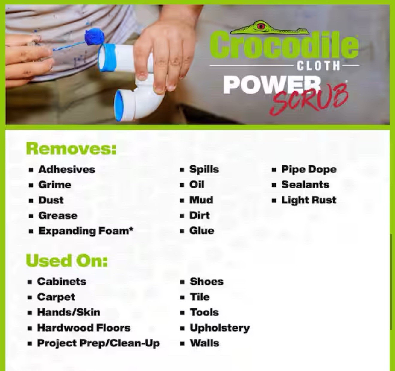 80 Count Power SCRUB All-Purpose Heavy-Duty Crocodile Unscented Wet Wipes