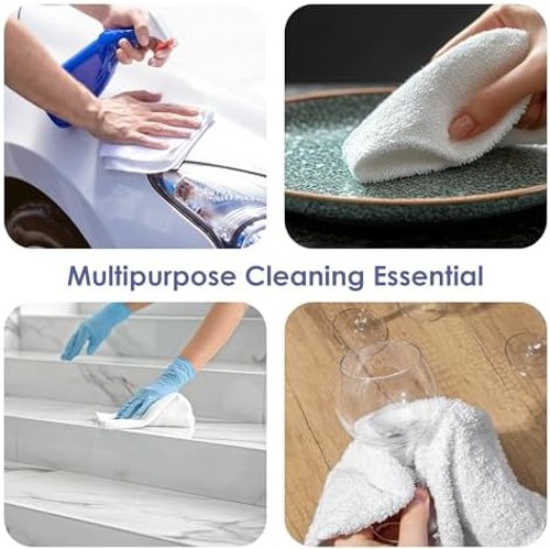 Terry Cloth Cleaning Rags (70 Pack), 100% Cotton Shop Towels, Lint-Free & Abs…
