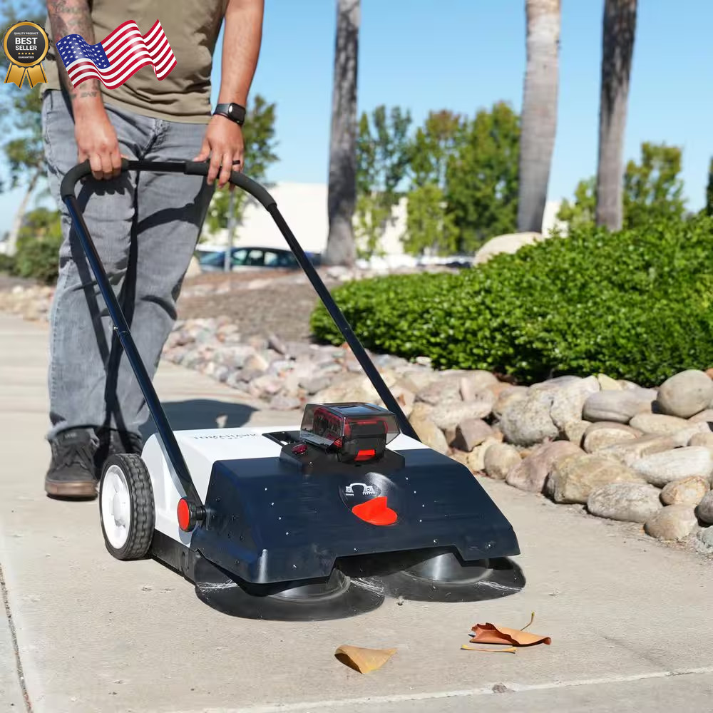 22 in. W Battery Powered Electric Floor Sweeper with Double Brush System