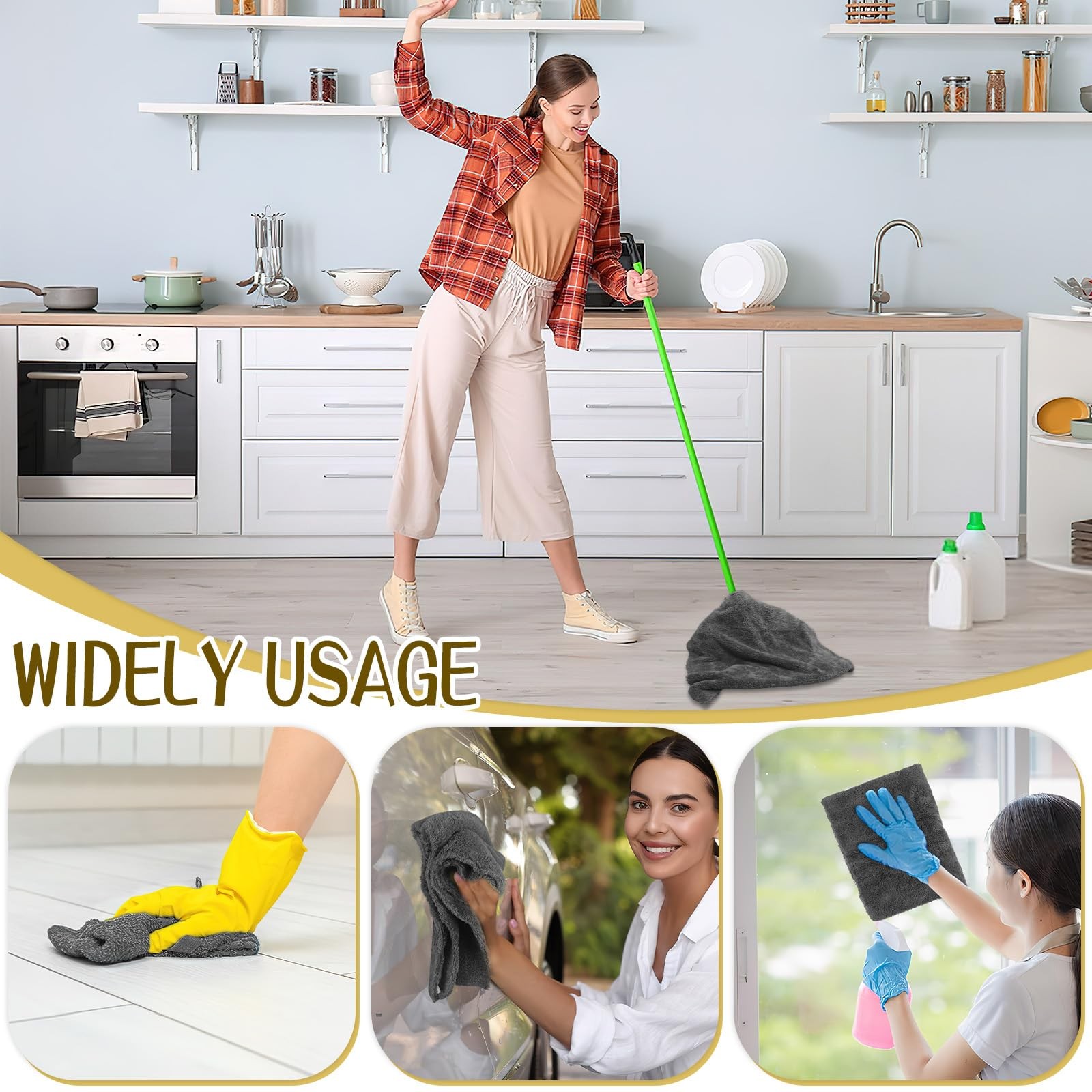 4 Pcs Extra Large Microfiber Cleaning Cloth, 30″x20″ Washable Reusable Floor …
