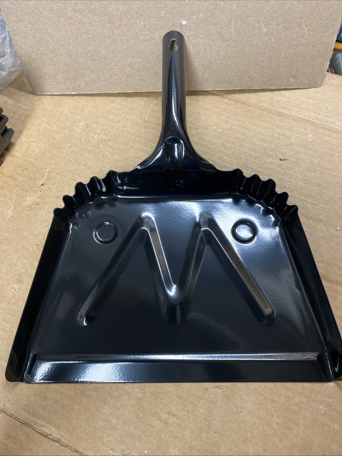 Heavy-Duty Black Metal Dustpan, 12″