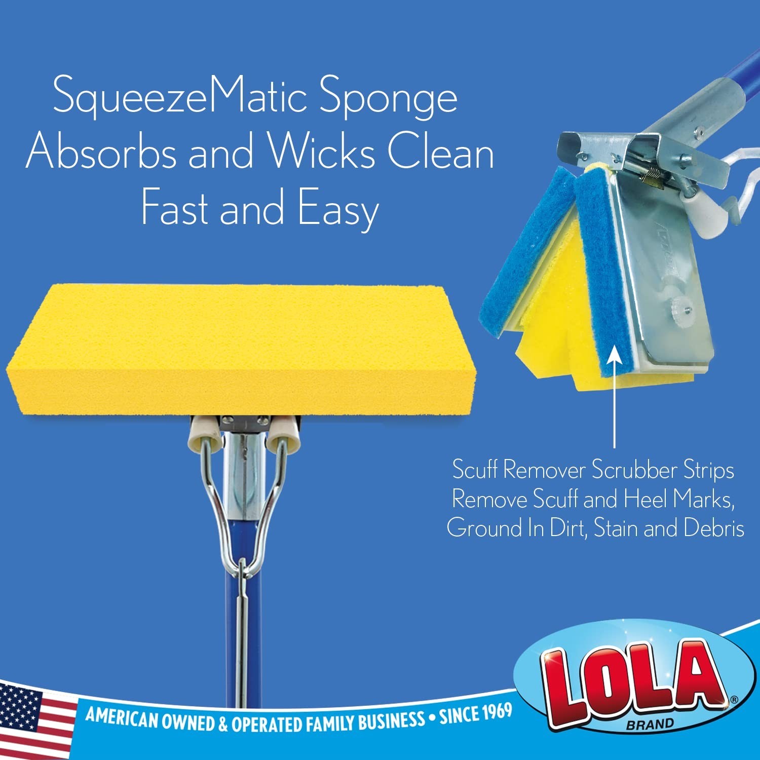 Lola Products Squeeze Matic Butterfly Sponge Mop Refill, 9″, Replacement Head…