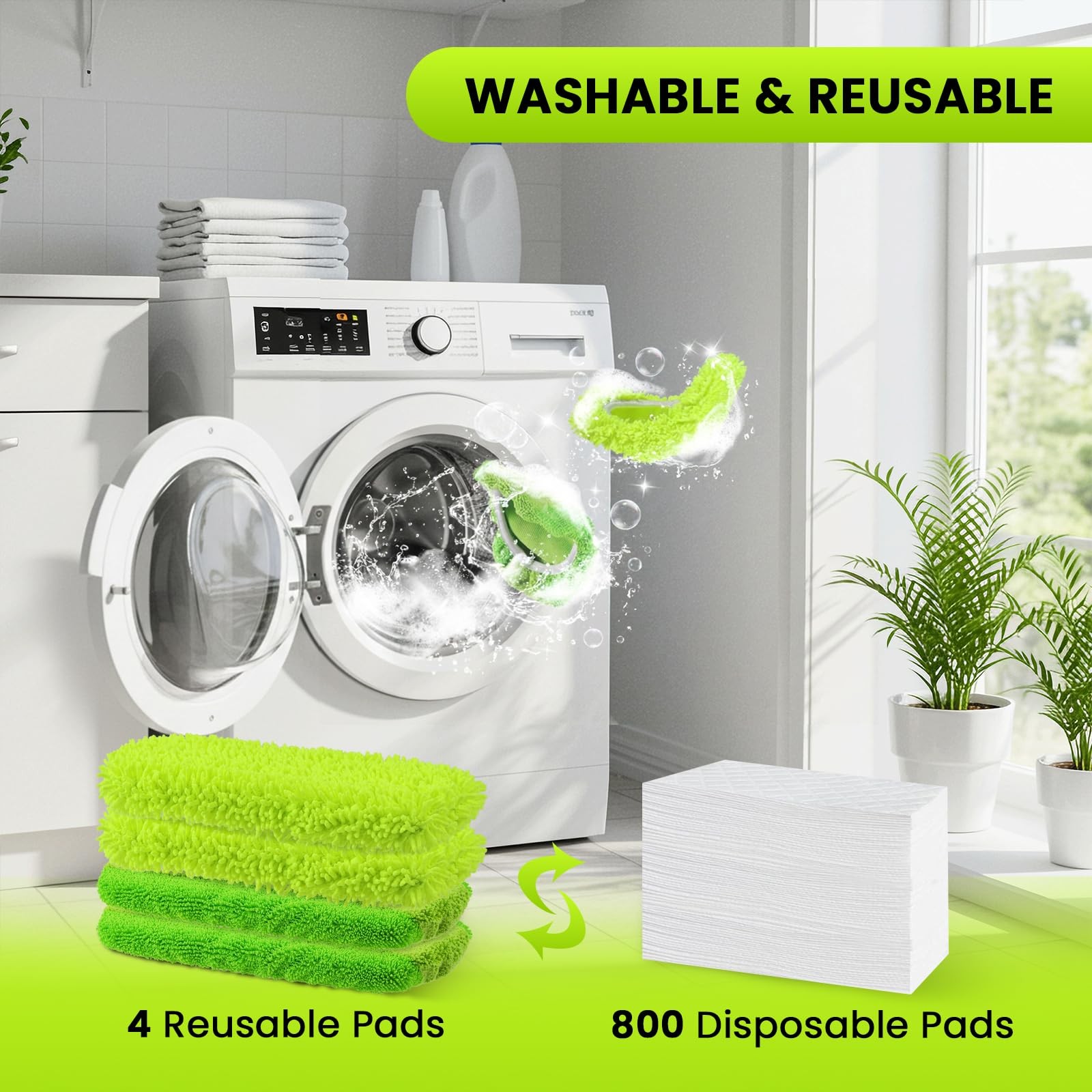 2-in-1 Reusable Microfiber Mop Pads with Swiffer Sweeper for Wet Mopping & Dr…