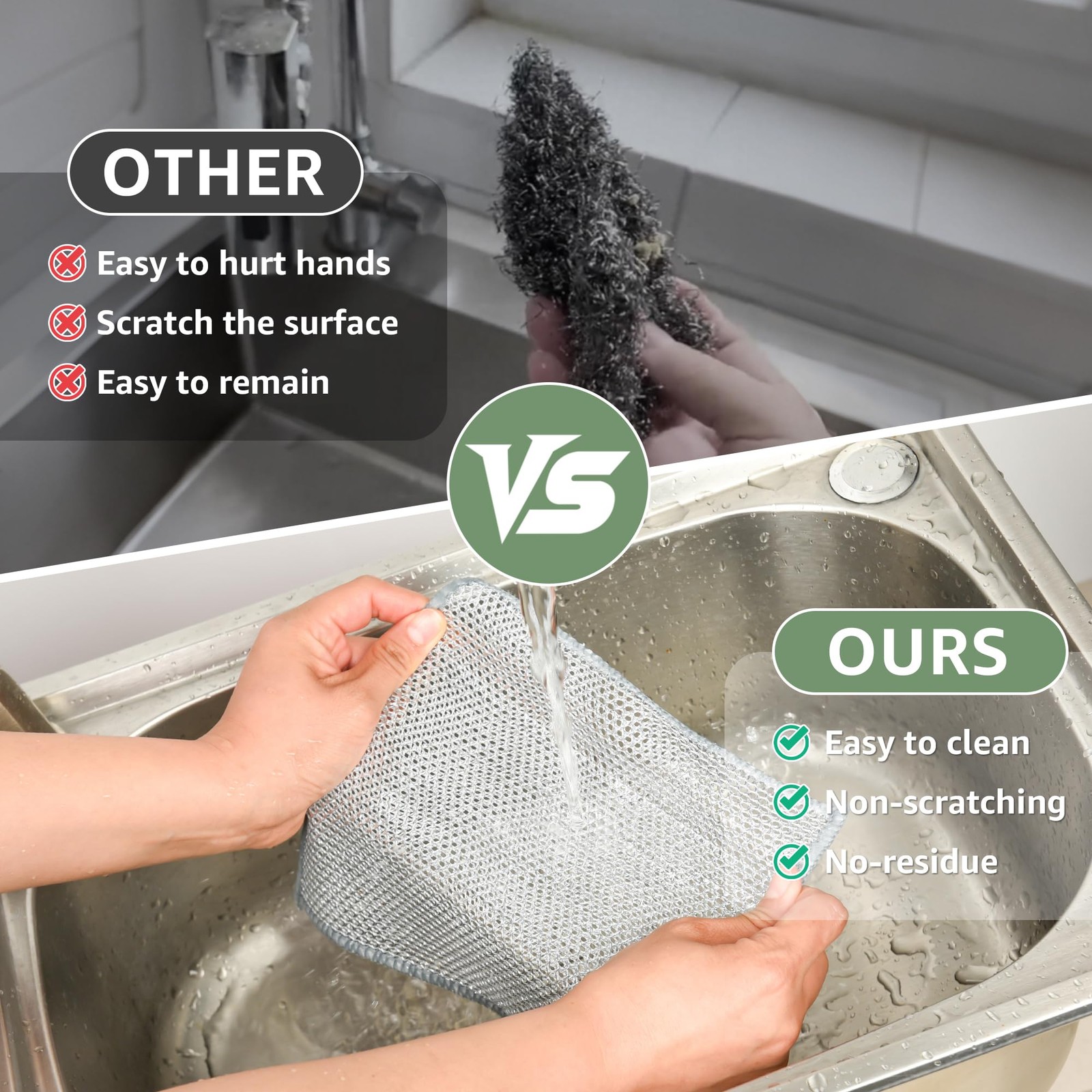 WUYILED 12Pcs Non Scratch Wire Dish Cloth, Multipurpose Wire Dishwashing Rags…