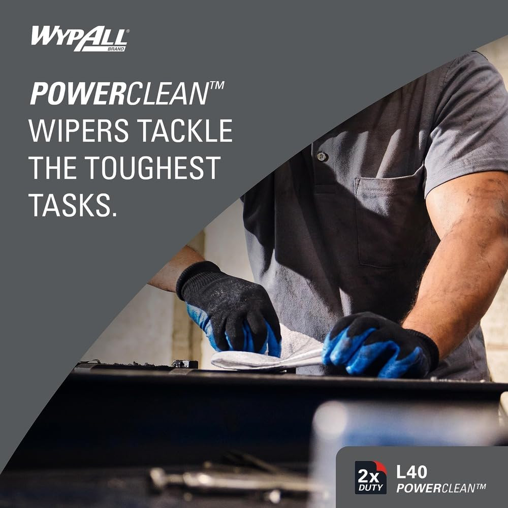 Powerclean L40 Jumbo Absorbent Wipes, 750 Sheets, Bulk Paper Roll