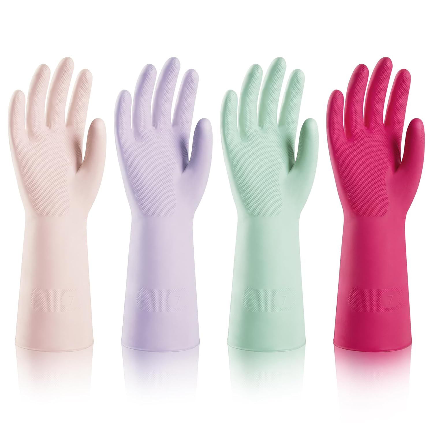 4 Pairs Nitrile Cleaning Gloves, Latex Free Reusable Dishwashing Gloves for Wome