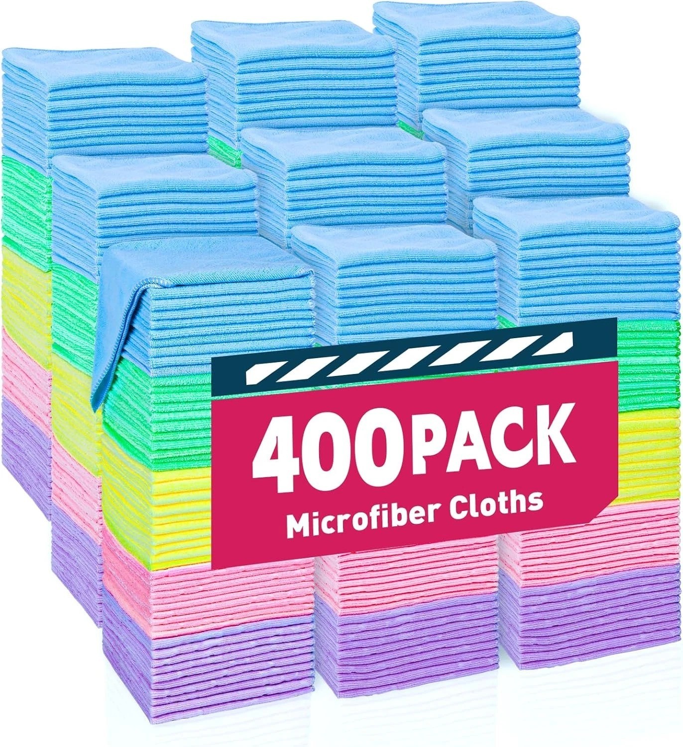 Microfiber Towels Bulk-400 Pack, Cleaning Cloths, Microfiber Towels for Cars, Cl