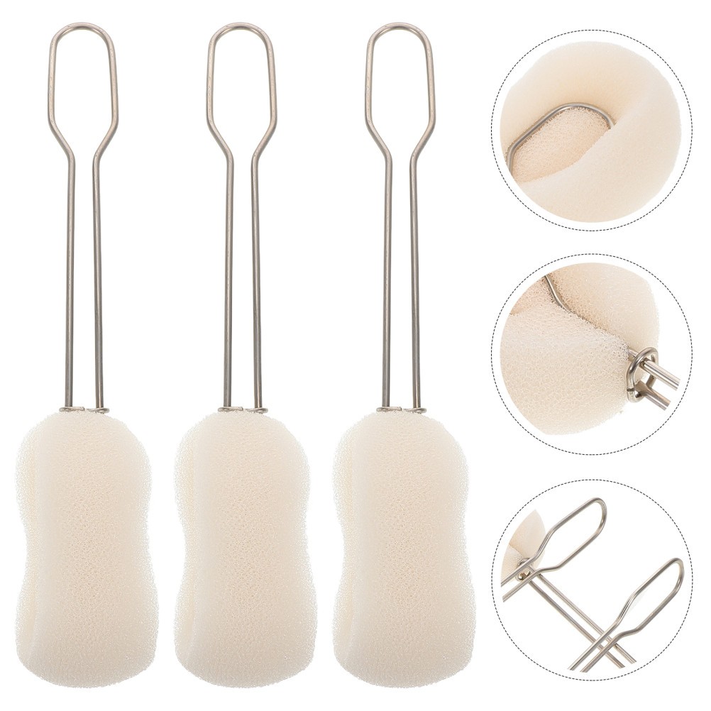 3Pcs Reusable Cup Cleaning Brushes Multi Color Sponge with Easy Grip Handle