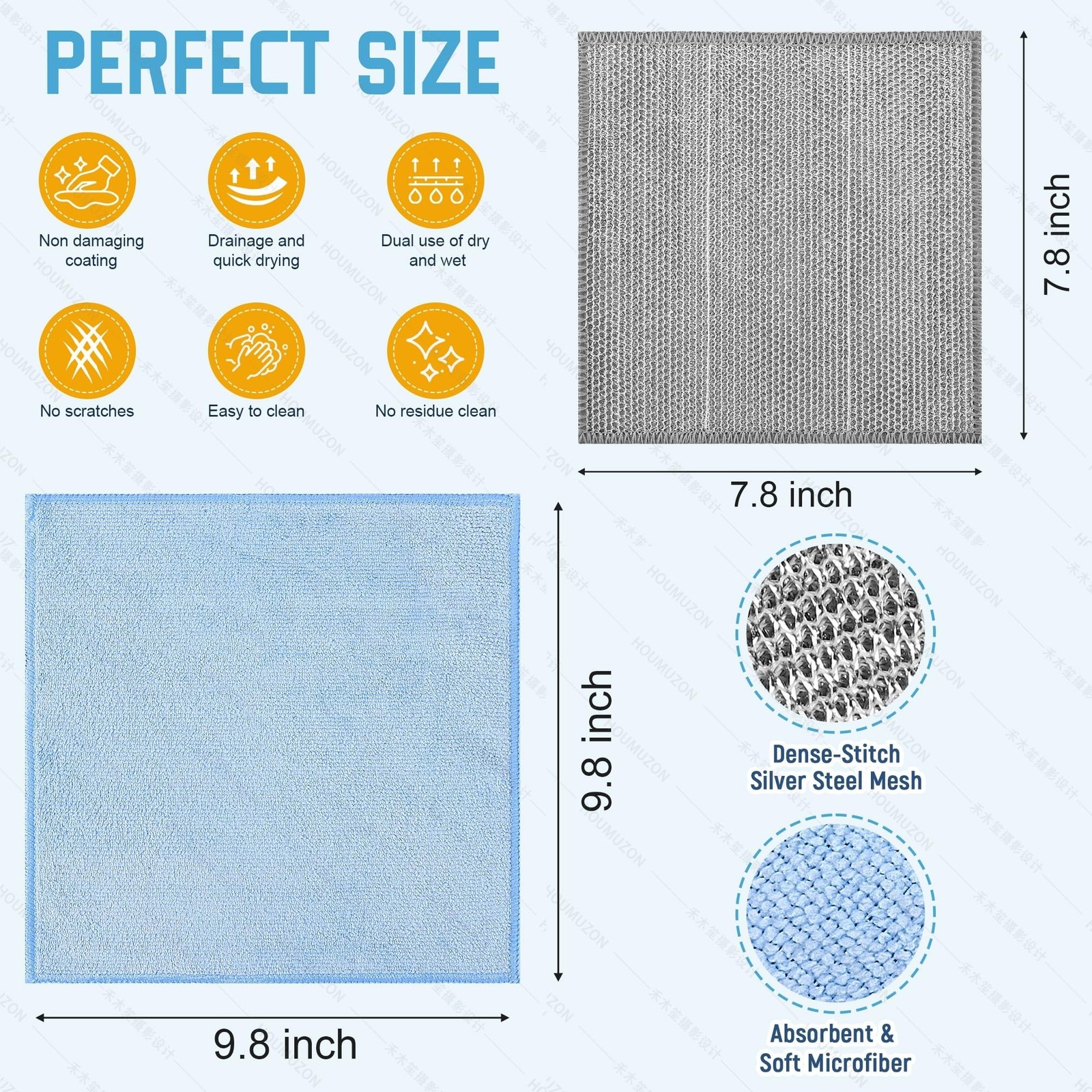 Non Scratch Wire Dishcloth and Microfiber Cleaning Cloth 20pcs-Multipurpose W…
