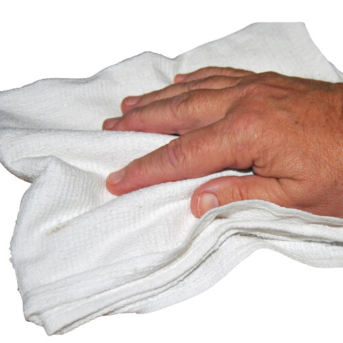 BOX OF WHITE TERRY CLOTH CLEANING RAGS / 100% COTTON / ABSORBENT BAR TOWELS