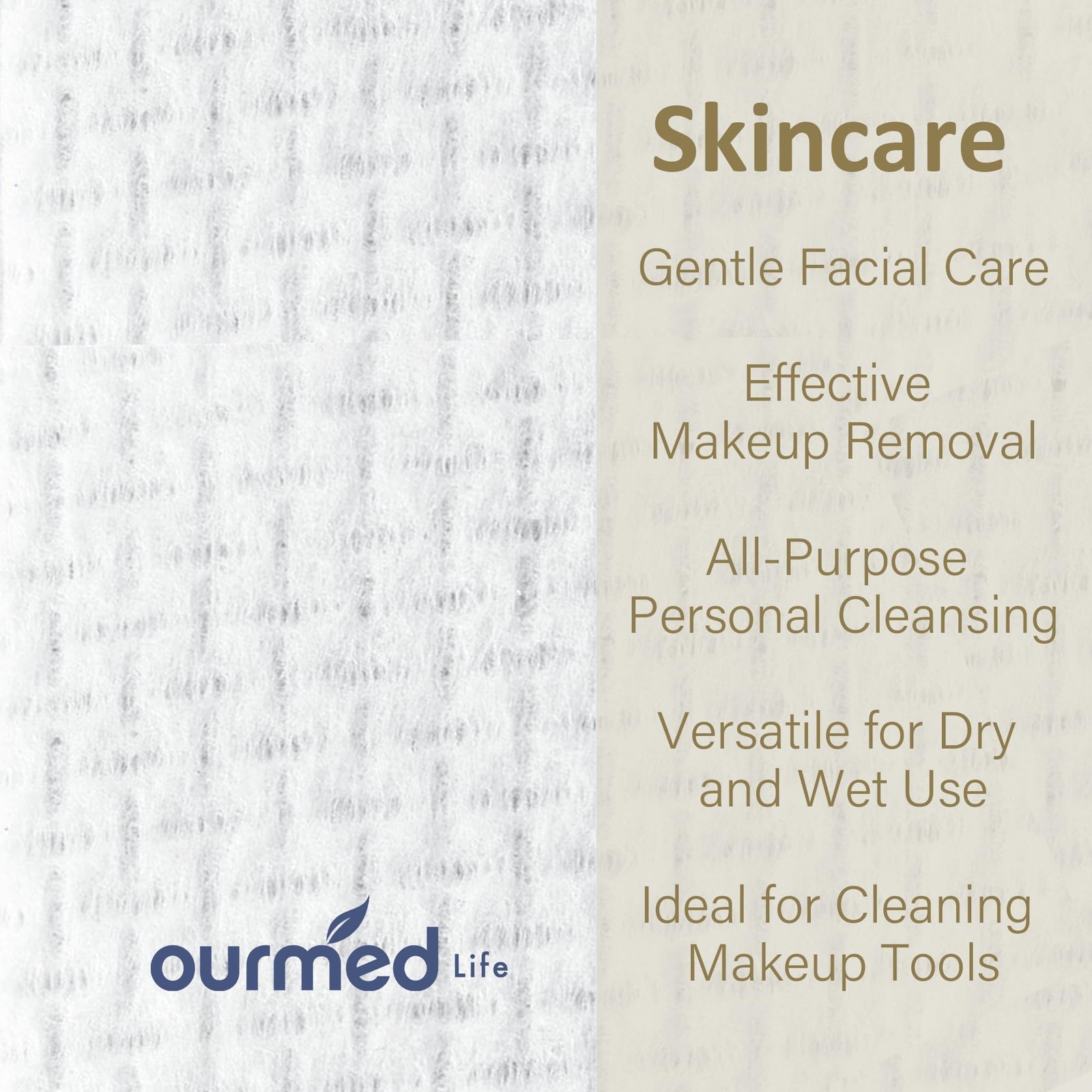 Ourmed Life Face Towels, Disposable Biodegradable Facial 50 Count (Pack of 1)