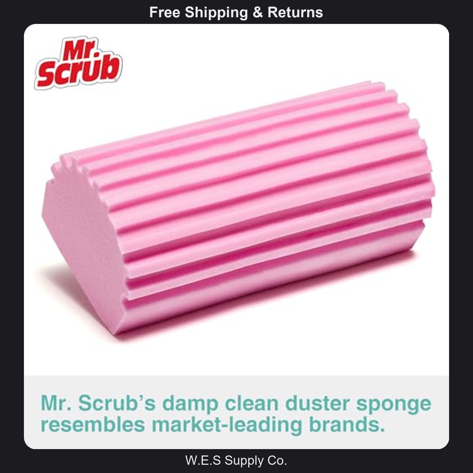 4 Count Mr. Scrub Pink Damp Dusting Sponge for Household Cleaning