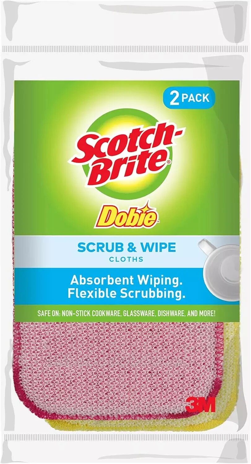 Scotch-Brite Dobie Scrub & Wipe Cloths, Sponge Cloths for Cleaning Kitchen, Bath