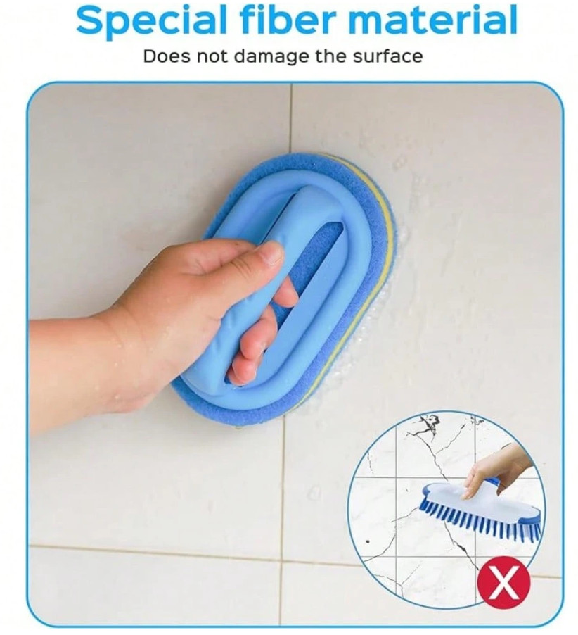 1 pc Multipurpose Sponge Brush With Handle for Kitchen & Bathroom Cleaning