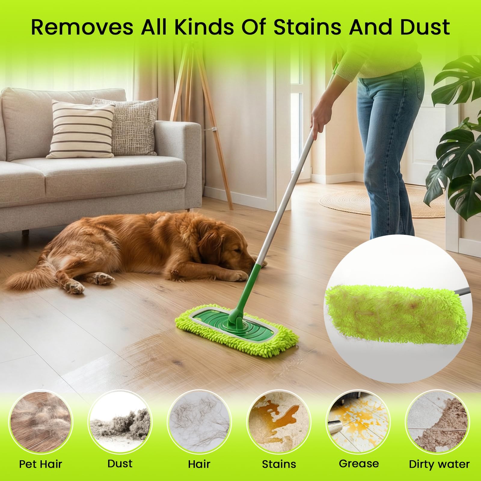 2-in-1 Reusable Microfiber Mop Pads with Swiffer Sweeper for Wet Mopping & Dr…