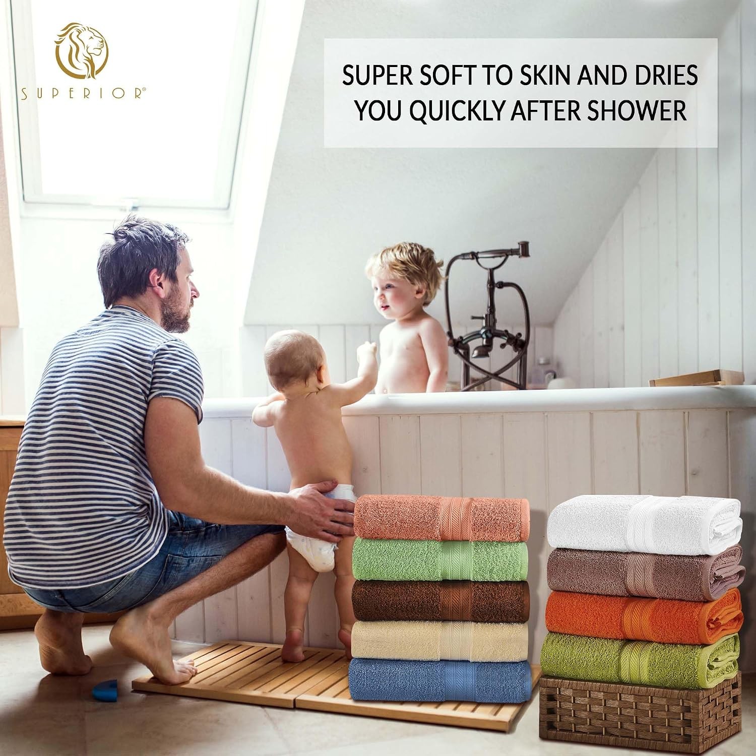 Superior 700 GSM Long Staple 100% Combed Cotton, Durable, Plush and Absorbent
