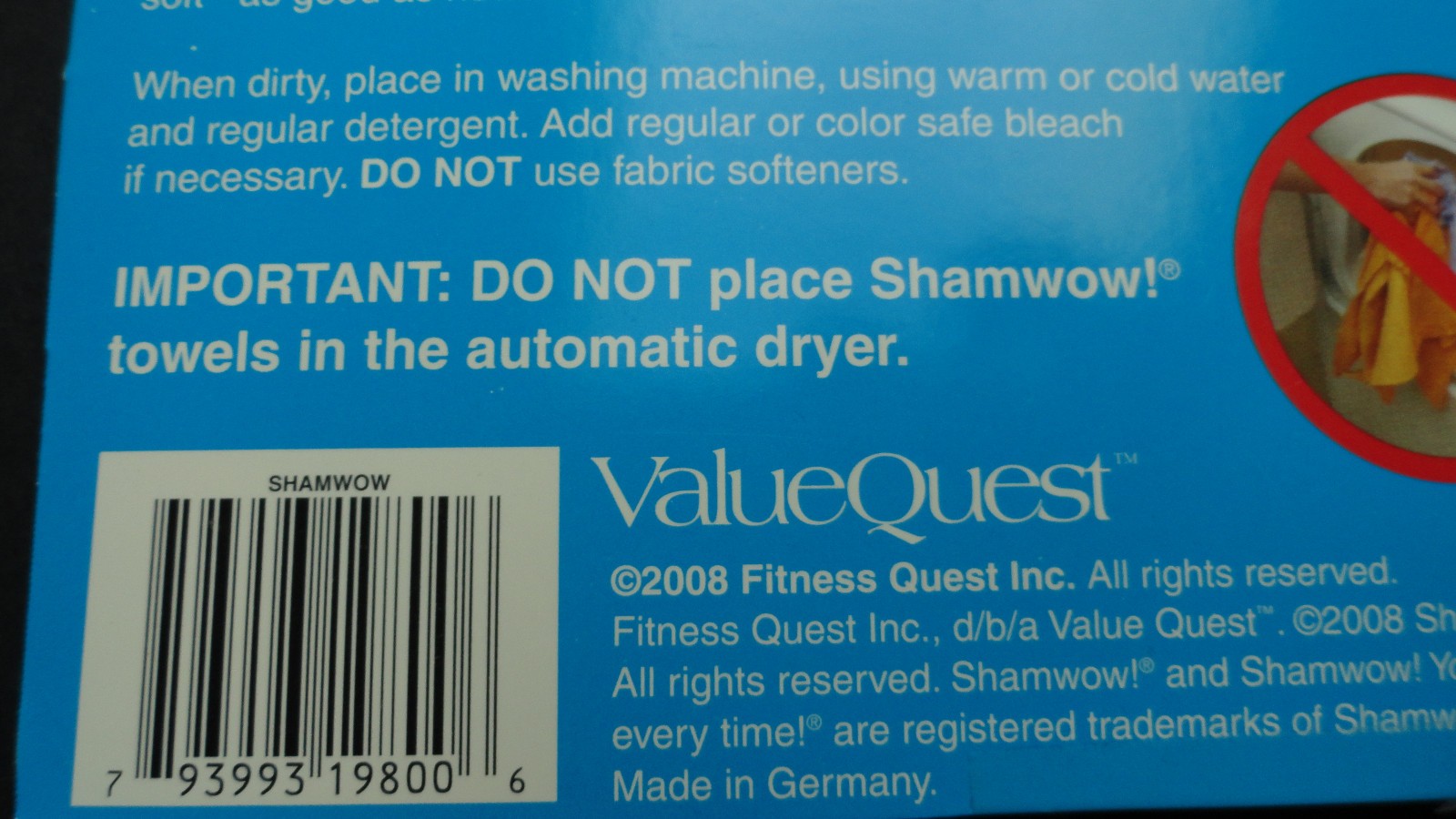 ShamWow Super Absorbent Towels Germany 2008 Fitness Quest 1 Large, 1 Small/Mini