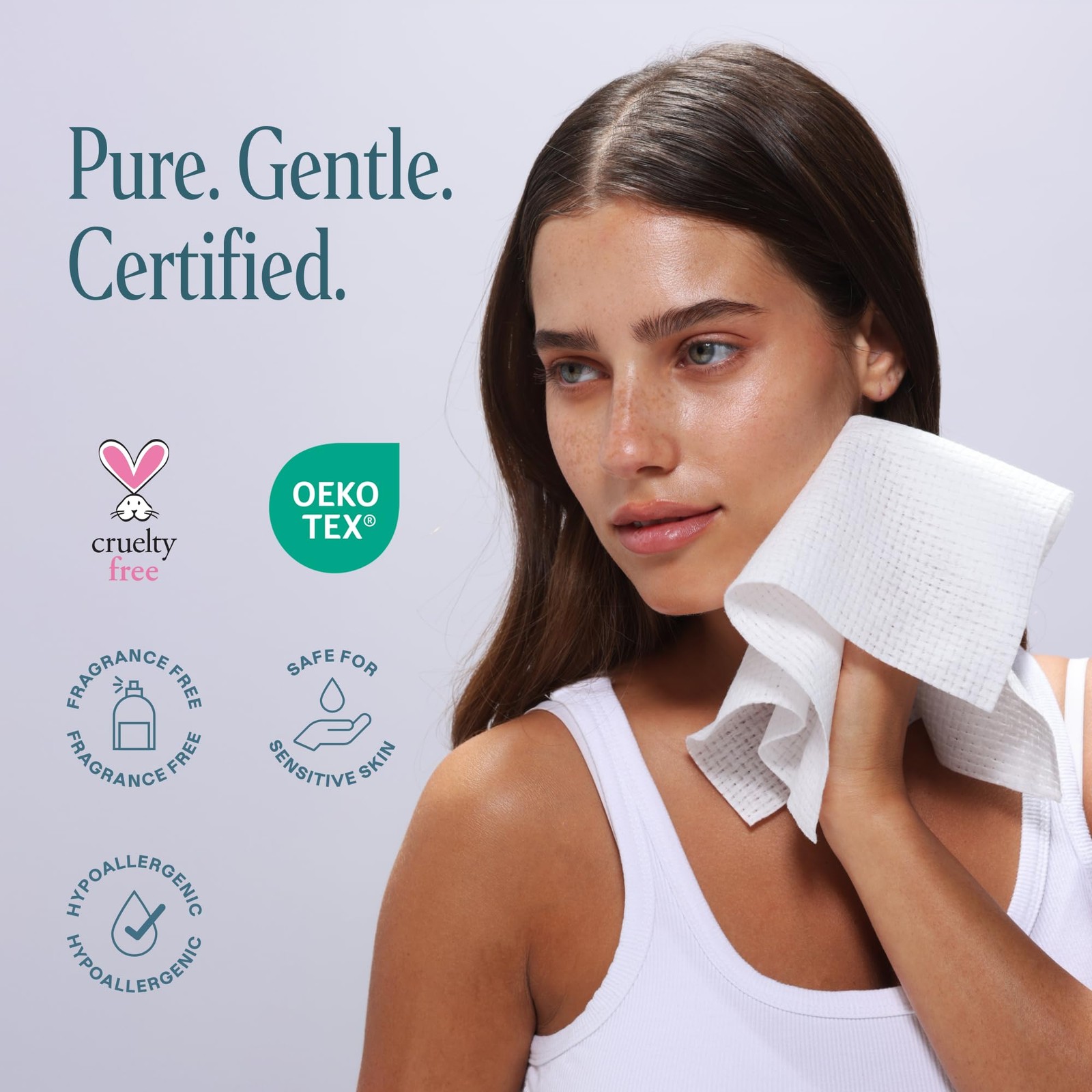 Cliganic Clean Face Towels XL, Disposable, 50 Count (Pack of 1), White
