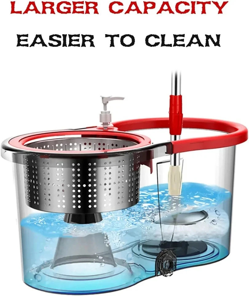 Spin Mop And Bucket With Wringer Set, 360° Mop And Bucket System