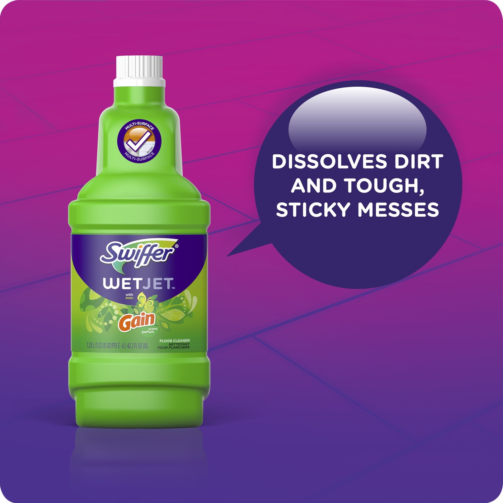 Swiffer Wet Jet Mop Refill Solution, Wood, Laminate, Tile, Floor Cleaner, 42.2oz