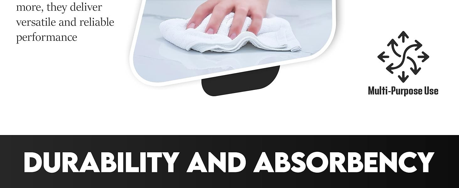 Terry Bar Mop Towels – 60 Pack (14″x17″) White Cotton Terry Cloths, Super