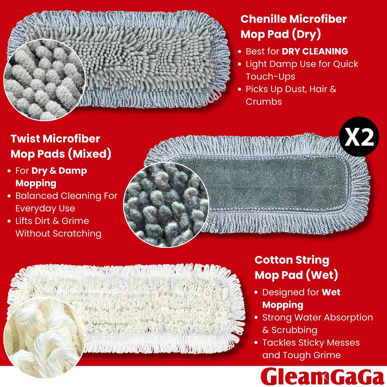 Dust Mop for Floor Cleaning with 4-in-1 Washable Pad System, Wet & Dry Multi-…