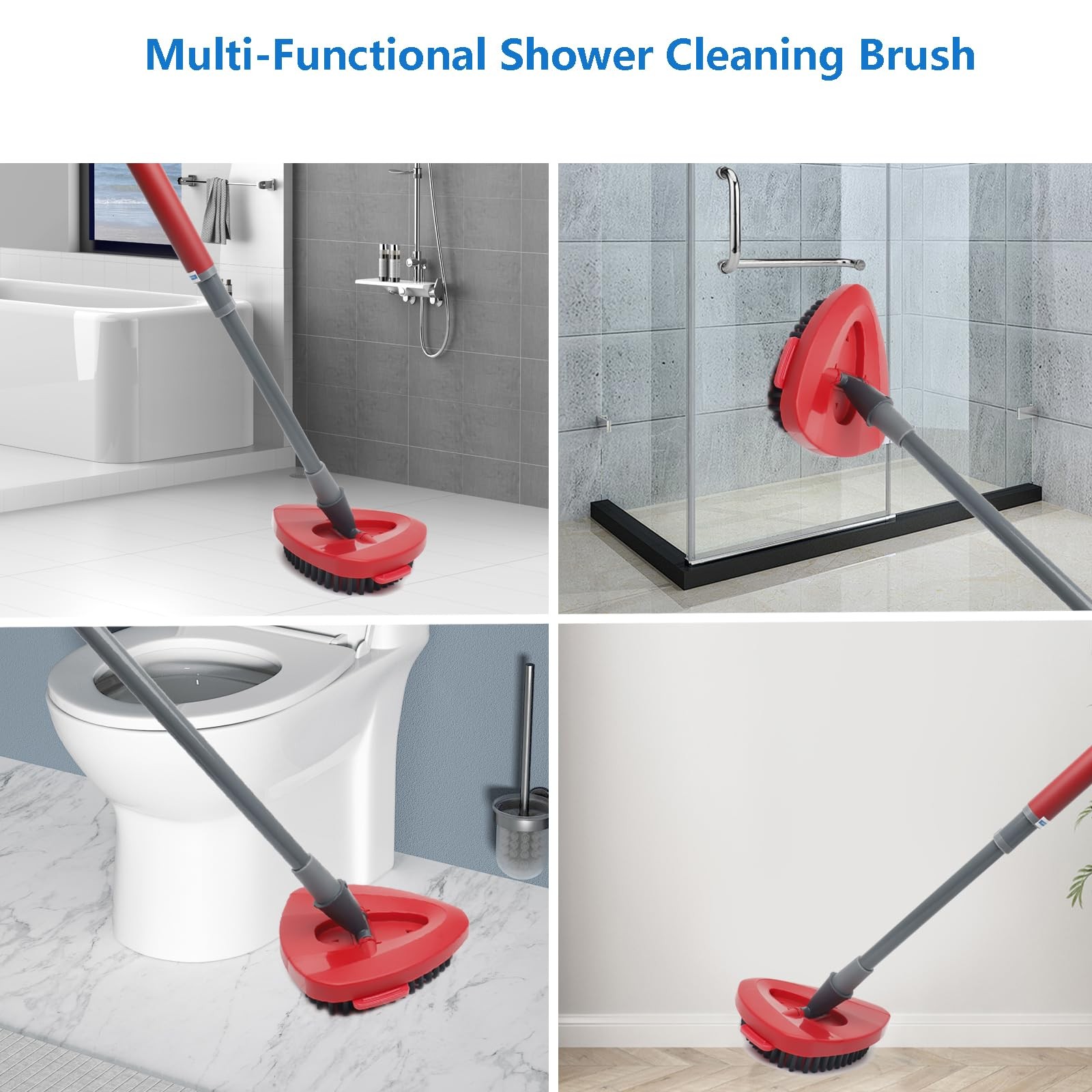 Spin Mop Scrub Brush Head Stiff Bristle Floor Tile Shower Bathroom Home Cleaner