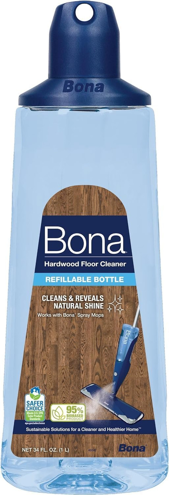 Bona Hardwood Floor Cleaner Spray Mop Cartridge – 34 Fl Oz – Unscented – Refilla
